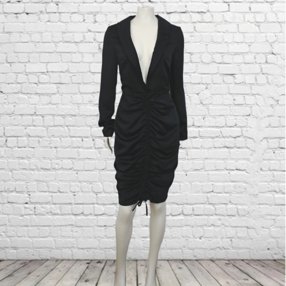 S/M REVOLVE Lavish Alice Ruched Front Long Sleeve Dress in Black - Picture 2 of 5
